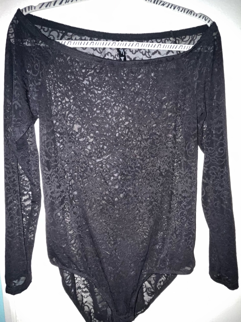 torrid Black Sheer Lace Long-Sleeve Bodysuit